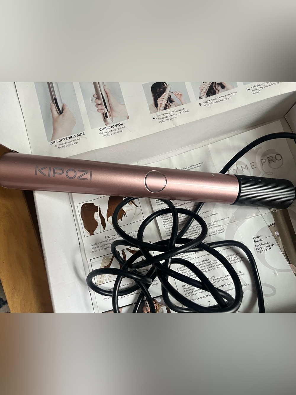 Kipozi Rose Gold Hair Styling Wand Curling Iron Sleek Portable Design. Brand New